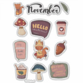 November Sticker Sheet - Squirrels & Cozy Moments シール (正面)