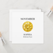 November Topaz Personalized Birthday カード (正面/裏面インサイチュ)