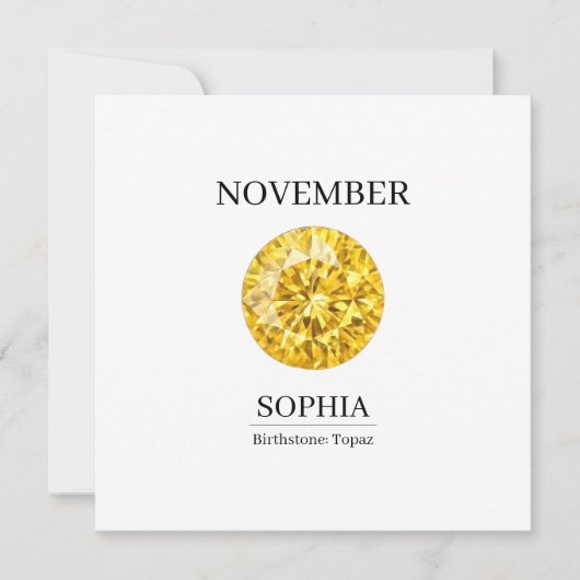 November Topaz Personalized Birthday カード (正面)