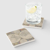 Novissima Totius Terrarum Orbis Tabulaの地図 ストーンコースター (横)