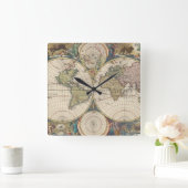 Novissima Totius Terrarum Orbis Tabula スクエア壁時計 (ホーム)