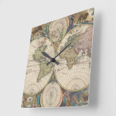Novissima Totius Terrarum Orbis Tabula スクエア壁時計 (傾斜)