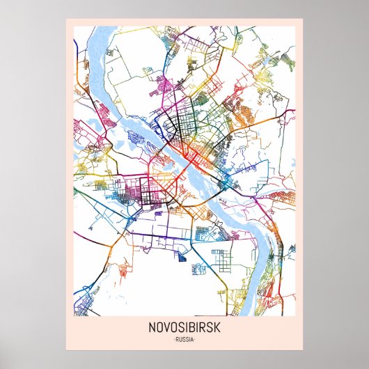 Novosibirsk Russia City Map ポスター (正面)
