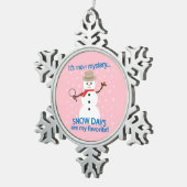 NOwミステリー探偵雪だるまピンク スノーフレークピューターオーナメント (右)