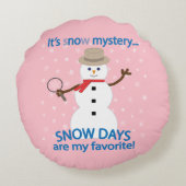NOwミステリー探偵雪だるまピンク ラウンドクッション (裏面)