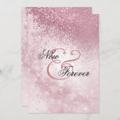 Now and Forever Pinkグリッター結婚ズ 招待状 (正面/裏面)