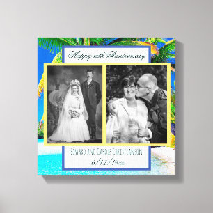Now And Then 結婚's Photo Anniversary キャンバスプリント