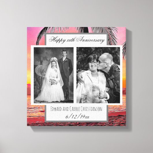 Now And Then 結婚's Photo Anniversary キャンバスプリント (正面)
