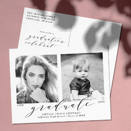 Now And Then 2 Photo Graduation Party インビテーションポストカード