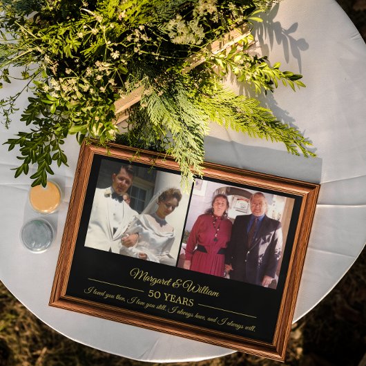 Now And Then Photos金ゴールド文字記念写真 ポスター