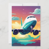 Now Cloud 9 Fly Cute Sky Joy Airplane 1st Birthday 招待状 (裏面)