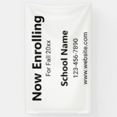Now Enrolling白黒スクール電話サイト 横断幕 (縦)