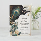 Now Feather 素朴 Asian Sky Cloud Peacock結婚's 招待状 (スタンド正面)