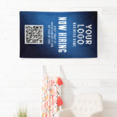 Now Hiring Banner QR Code Blue Grunge Gradient 横断幕 (インサイチュ)