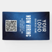 Now Hiring Banner QR Code Blue Grunge Gradient 横断幕 (横)