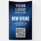Now Hiring Banner QR Code Blue Grunge Gradient 横断幕 (縦)
