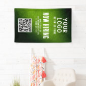 Now Hiring Banner QR Code Green Grunge Gradient 横断幕 (インサイチュ)
