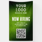 Now Hiring Banner QR Code Green Grunge Gradient 横断幕 (縦)