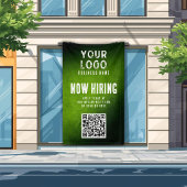 Now Hiring Banner QR Code Green Grunge Gradient 横断幕