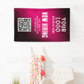 Now Hiring Banner QR Code Magenta Grunge Gradient 横断幕 (インサイチュ)