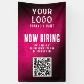 Now Hiring Banner QR Code Magenta Grunge Gradient 横断幕 (縦)