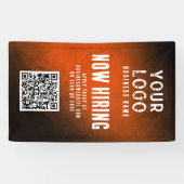 Now Hiring Banner QR Code Orange Grunge Gradient 横断幕 (横)