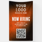 Now Hiring Banner QR Code Orange Grunge Gradient 横断幕 (縦)