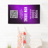 Now Hiring Banner QR Code Purple Grunge Gradient 横断幕 (インサイチュ)