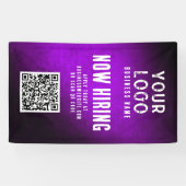 Now Hiring Banner QR Code Purple Grunge Gradient 横断幕 (横)