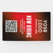 Now Hiring Banner QR Code Red Grunge Gradient 横断幕 (横)