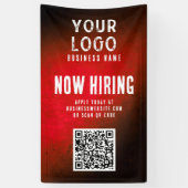 Now Hiring Banner QR Code Red Grunge Gradient 横断幕 (縦)