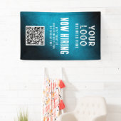 Now Hiring Banner QR Code Teal Grunge Gradient 横断幕 (インサイチュ)