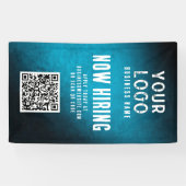 Now Hiring Banner QR Code Teal Grunge Gradient 横断幕 (横)