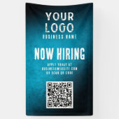 Now Hiring Banner QR Code Teal Grunge Gradient 横断幕 (縦)