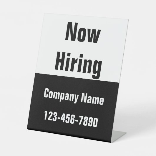 Now Hiring Black & White Company Name Phone Number 台座サイン (正面)