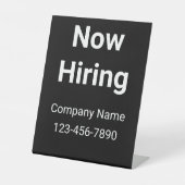 Now Hiring Company Name Phone Number Black 台座サイン (正面)