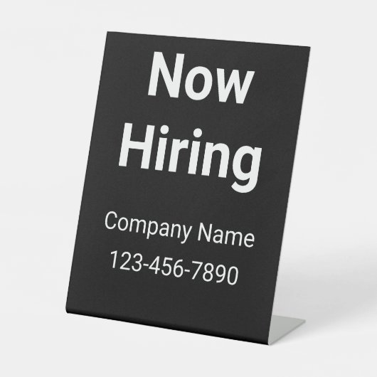 Now Hiring Company Name Phone Number Black 台座サイン (正面)