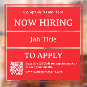 Now Hiring Job Opening Store Business Vacancy ウィンドウサイン (シート2)