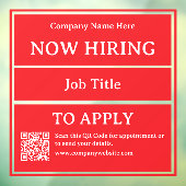 Now Hiring Job Opening Store Business Vacancy ウィンドウサイン (シート3)