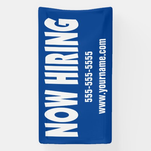 Now Hiring on Blue （情報付き） 横断幕 (縦)
