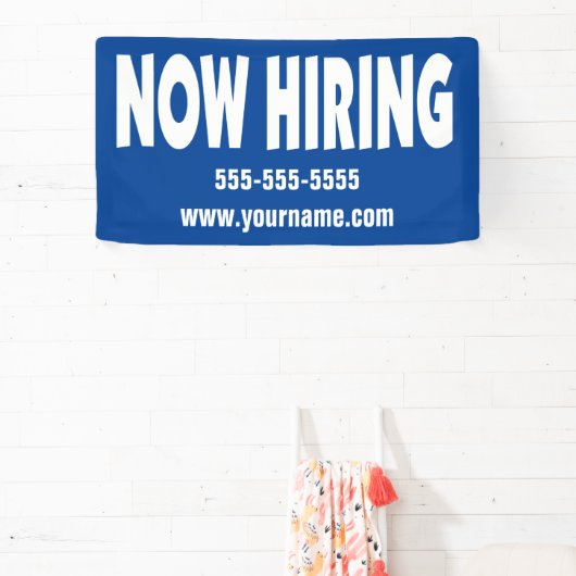 Now Hiring on Blue （情報付き） 横断幕 (インサイチュ)