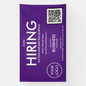 Now Hiriting モダン Purple Business Logo QR Code 横断幕 (縦)