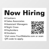 Now Hiriting Black and White Retail Scan QR Code ウィンドウサイン (シート)