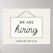 Now Hiriting Window Sign, ミニマル Beige ポスター (正面)