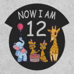 Now I am 12 years old 12th Birthday at the Zoo ワッペン<br><div class="desc">Happy 12th Birthday. Funny and lovely Kids Birthday design with a cute Elephant,  two ferrets and a giraffe celebrating your birthday at the zoo.</div>