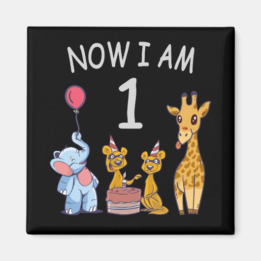 Now I am 1 year old 1st Birthday at the Zoo マグネット (正面)