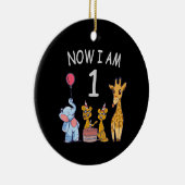 Now I am 1 year old 1st Birthday at the Zoo Baby B セラミックオーナメント (右)