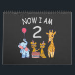 Now I am 2 years old 2nd Birthday at the Zoo Baby  カレンダー<br><div class="desc">Happy 2nd Birthday. Funny and lovely Kids Birthday design with a cute Elephant,  two ferrets and a giraffe celebrating your birthday at the zoo.</div>