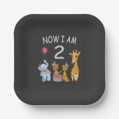 Now I am 2 years old 2nd Birthday at the Zoo Baby  ペーパープレート (正面)