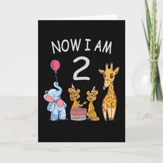 Now I am 2 years old 2nd Birthday at the Zoo Card カード (正面)
